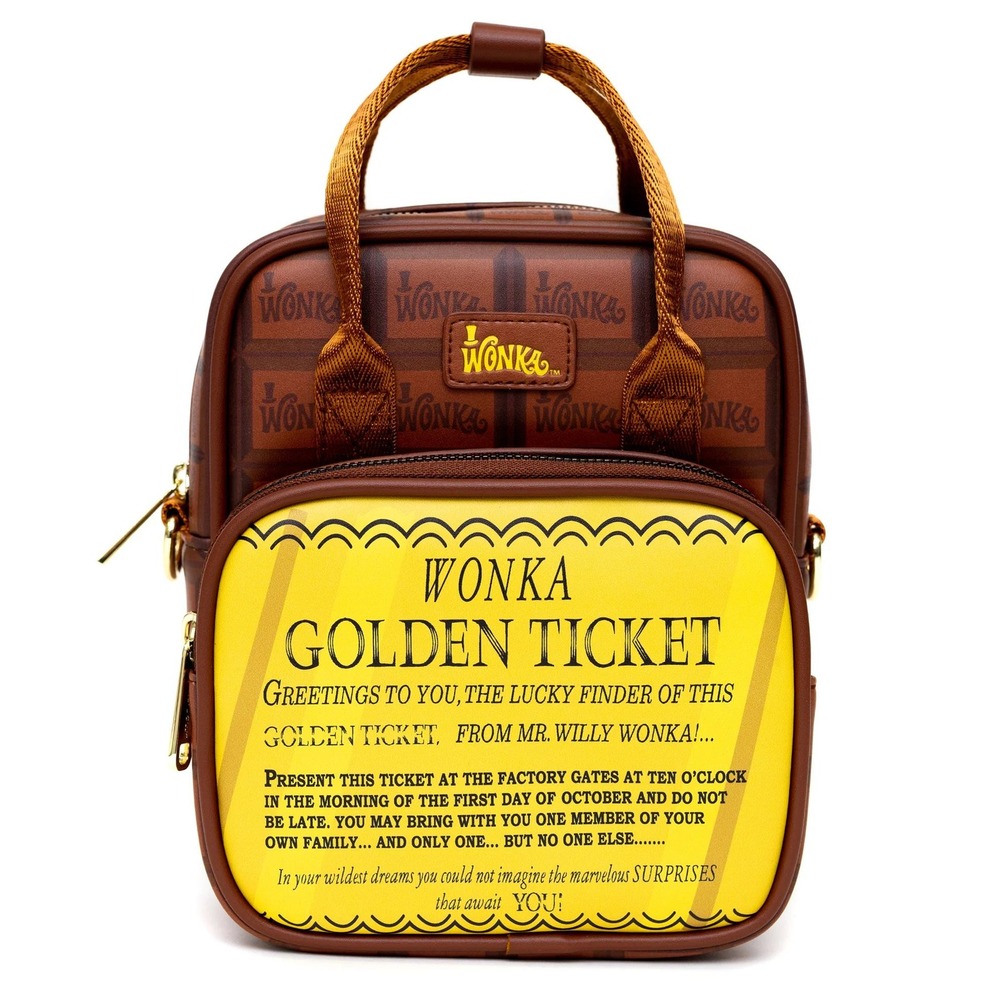 Willy Wonka Golden Ticket Mini Backpack Chocolate Bar Brown Crossbody‎ Vegan NEW